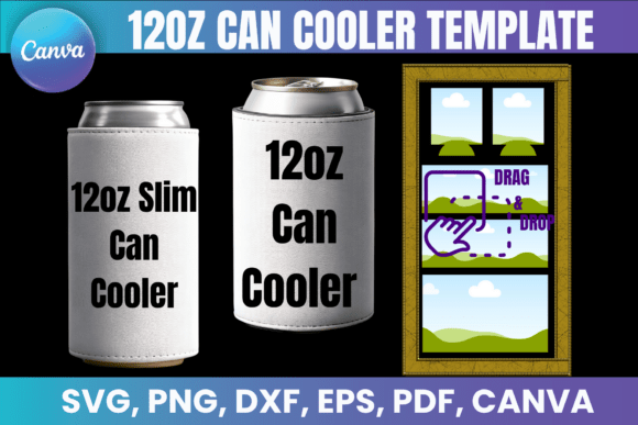 Download 12oz Can Cooler Canva Template - Can cooler Collection