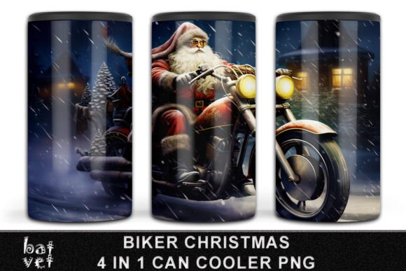 Download Biker Christmas Can Cooler PNG Design - Can cooler Collection
