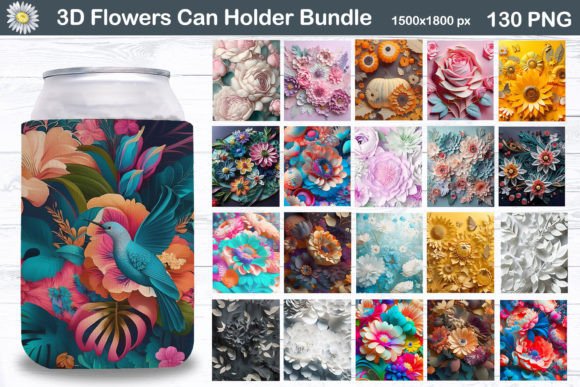 Download 3D Flowers Can Cooler Bundle - Can cooler Collection