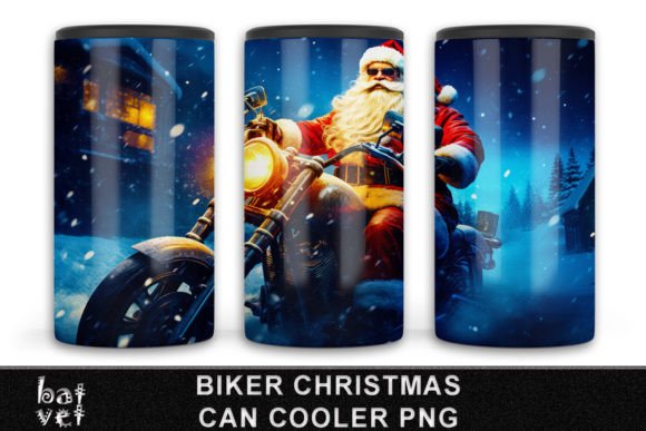 Download 4 in 1 Biker Christmas Can Cooler Design - Can cooler Collection