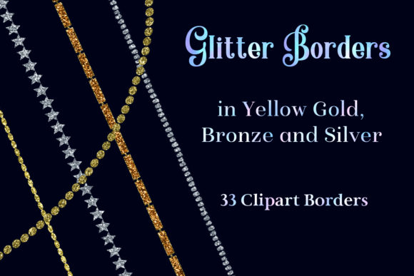 Download Glitter Borders in Yellow Gold, Bronze and Silver - 33 Clipart Borders - Premium Resources