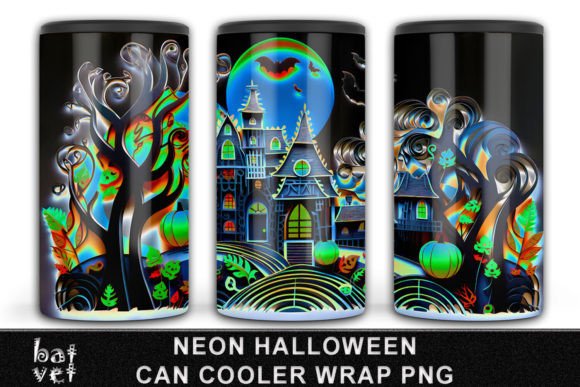 Download 4 in 1 Neon Halloween Can Cooler Design - Can cooler Collection