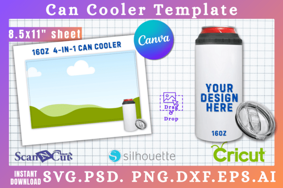 Download 16oz Hard 4-in-1 Can Cooler Template - Can cooler Collection
