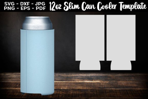 Download 12oz Slim Can Cooler Template SVG PNG - Can cooler Collection